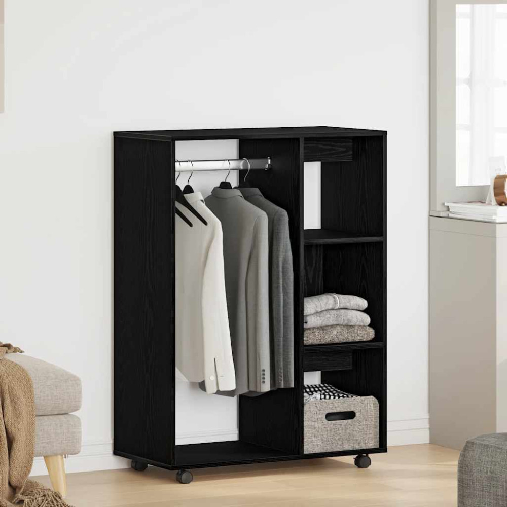 Produktbild för Garderob svart ek 80x40x110 cm konstruerat trä