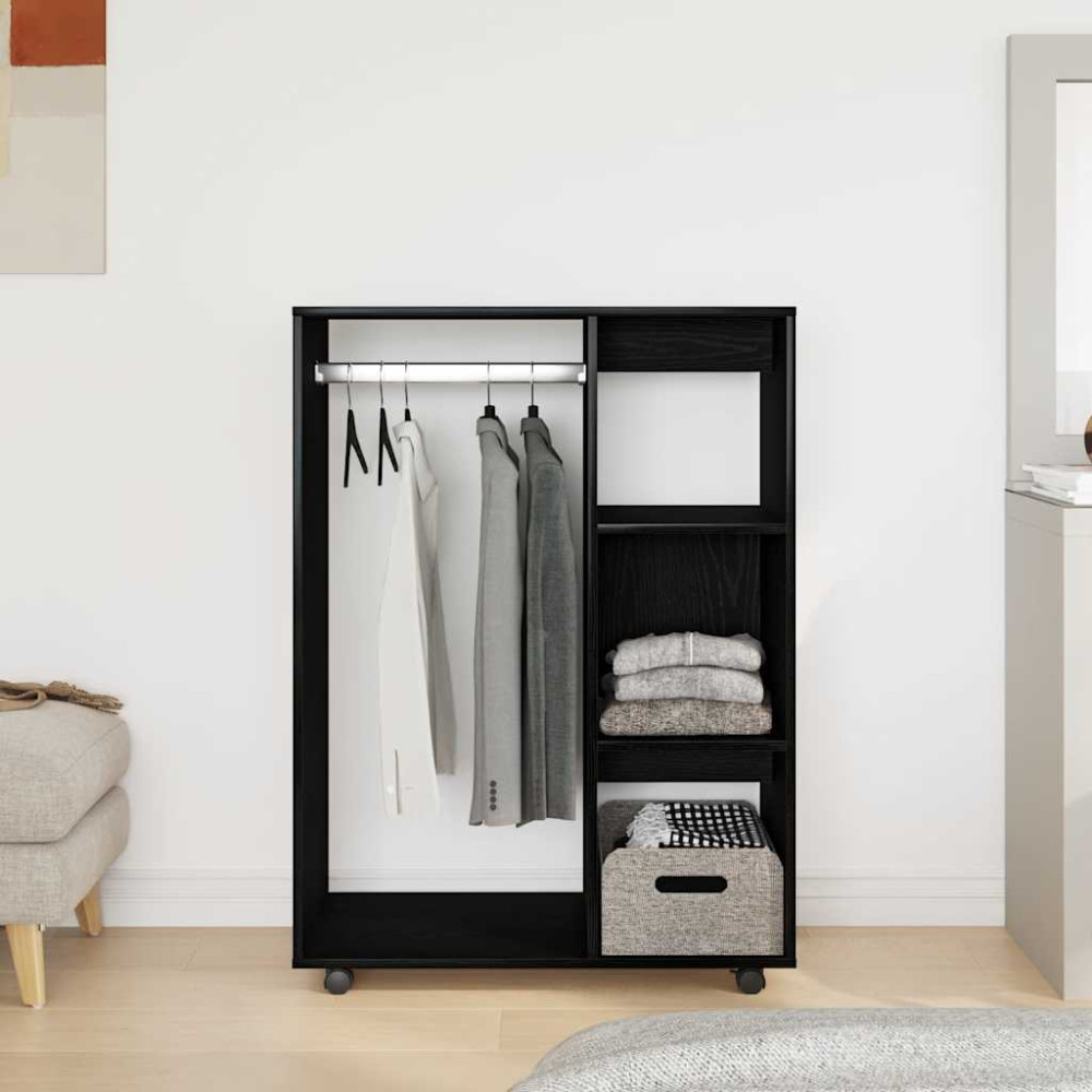 Produktbild för Garderob svart ek 80x40x110 cm konstruerat trä
