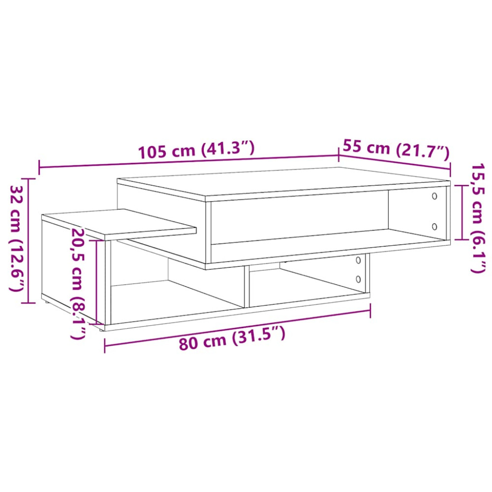 Produktbild för Soffbord svart ek 105x55x32 cm konstruerat trä