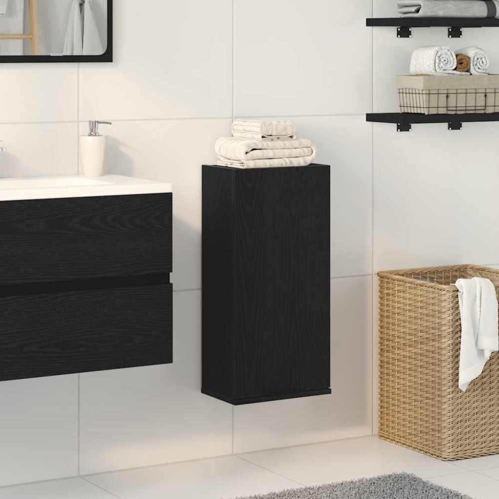 Produktbild för Väggmonterat skåp svart ek 32x20x67 cm konstruerat trä