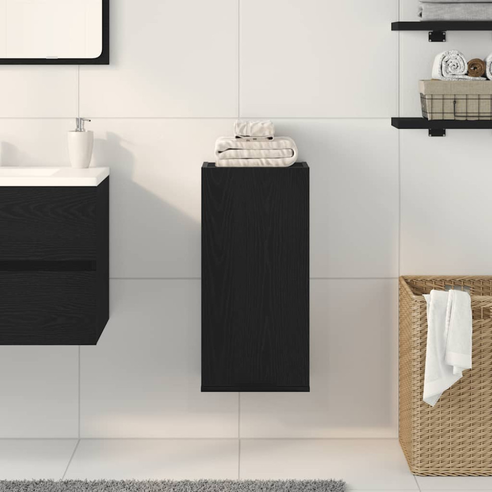 Produktbild för Väggmonterat skåp svart ek 32x20x67 cm konstruerat trä