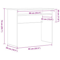 Produktbild för Skrivbord svart ek 90x50x74 cm konstruerat trä