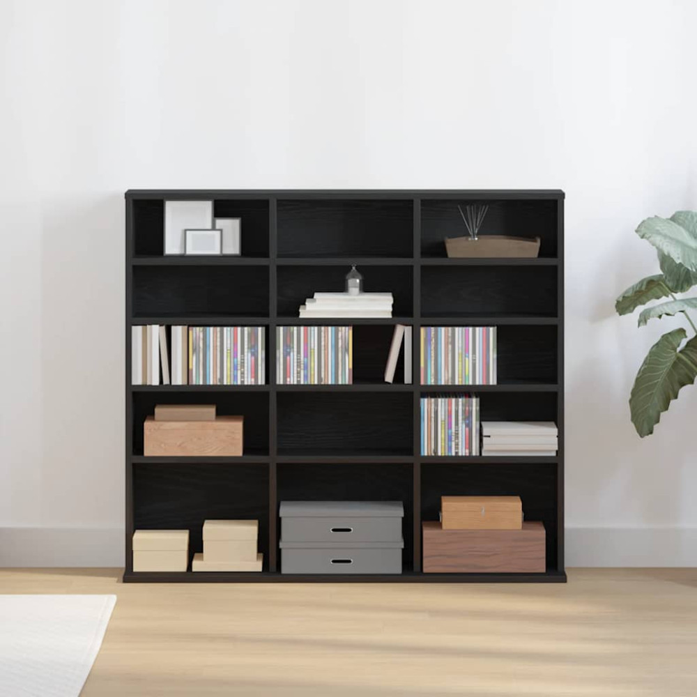 Produktbild för CD-bänk svart ek 100x23x89,5 cm konstruerat trä
