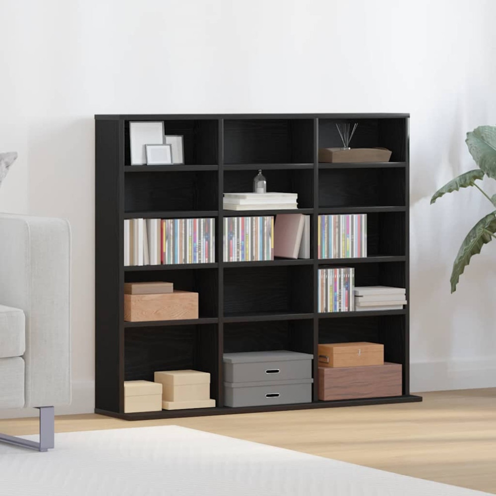 Produktbild för CD-bänk svart ek 100x23x89,5 cm konstruerat trä