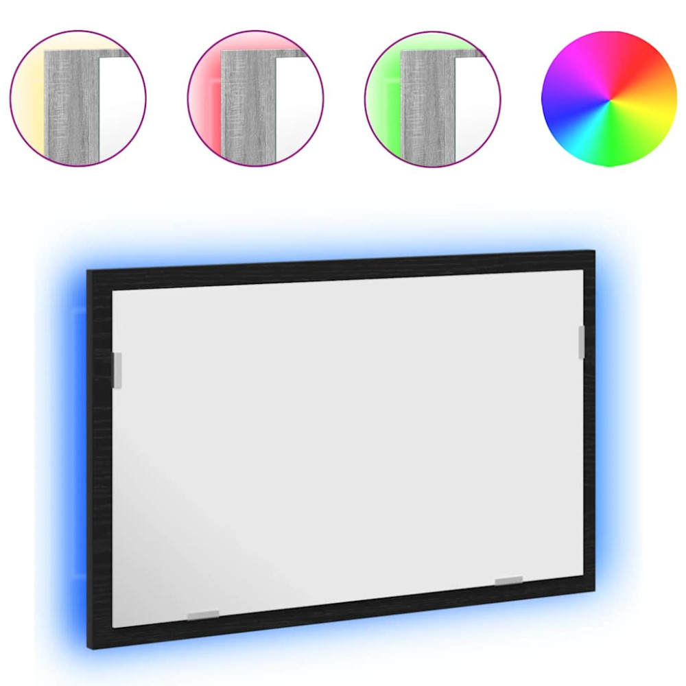 Produktbild för Badrumsspegel med LED-lampor svart ek 60x8,5x37 cm