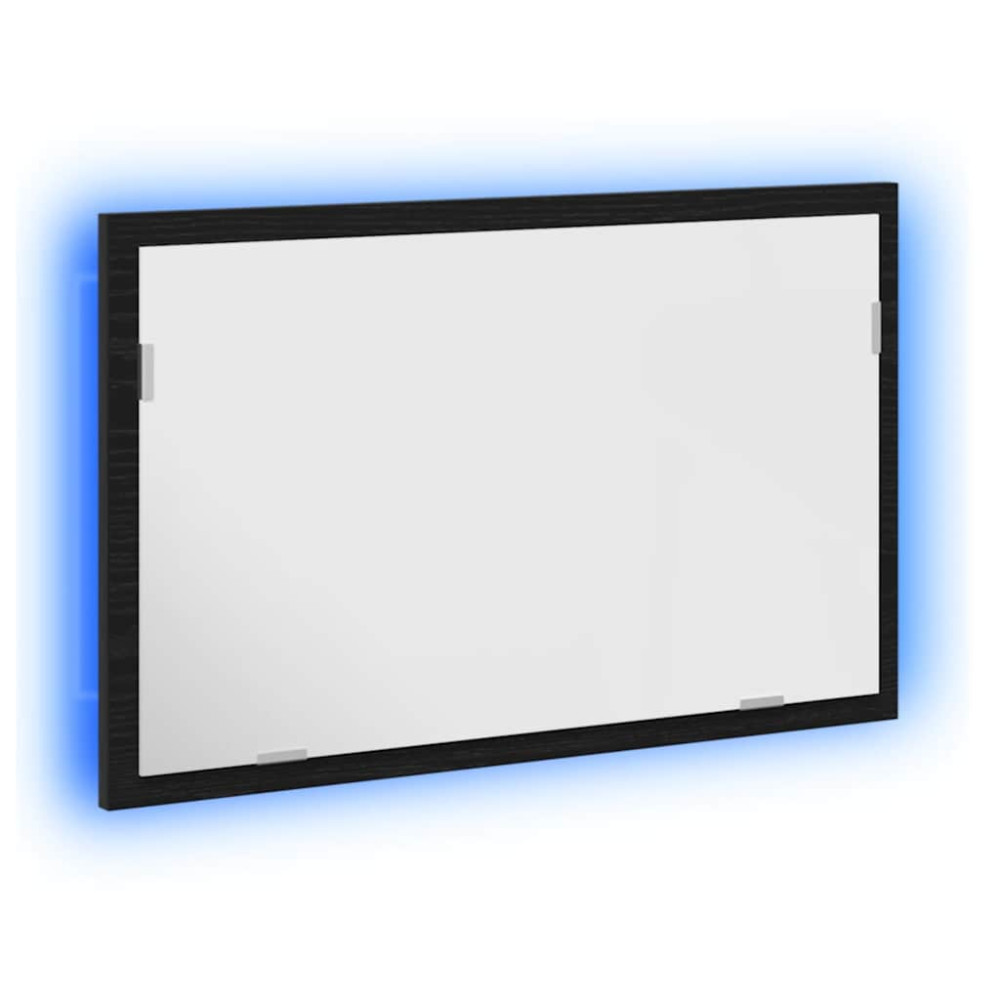 Produktbild för Badrumsspegel med LED-lampor svart ek 60x8,5x37 cm