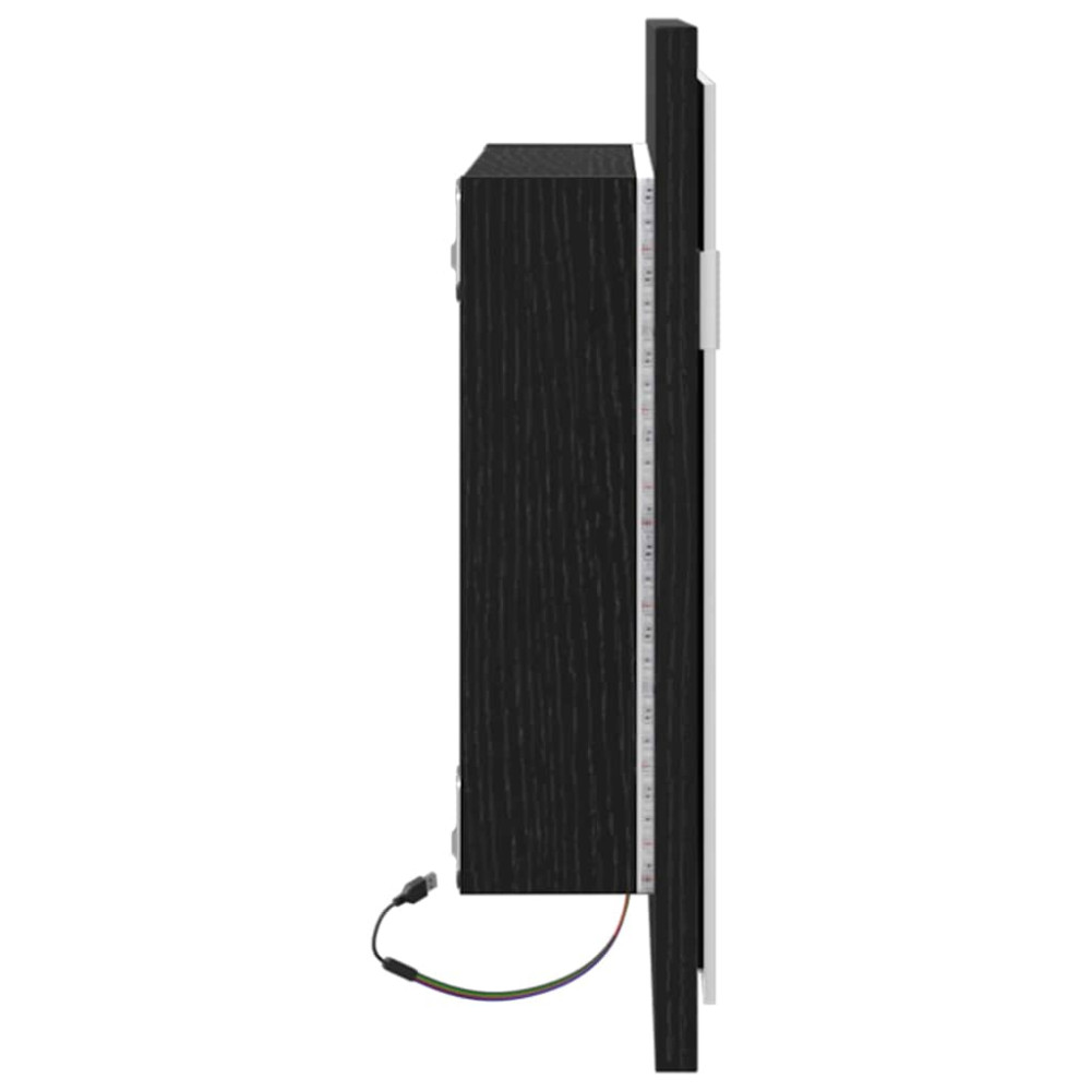 Produktbild för Badrumsspegel med LED-lampor svart ek 60x8,5x37 cm