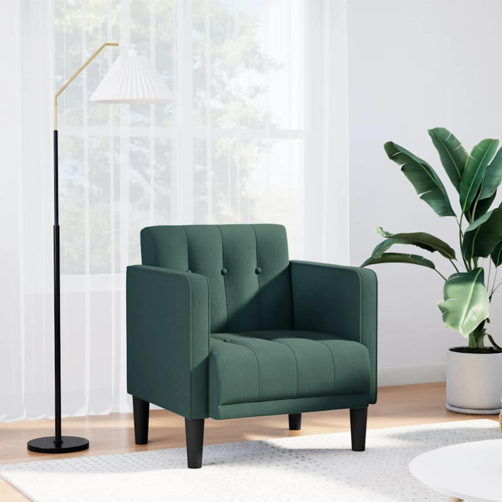 Produktbild för Soffstol med armstöd mörkgrön 53 cm tyg