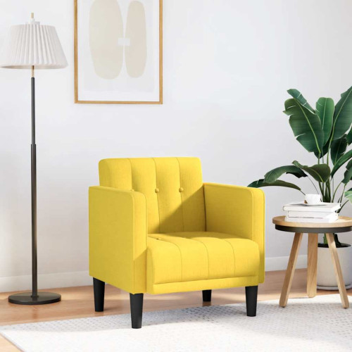 vidaXL Soffstol med armstöd ljusgul 53 cm tyg
