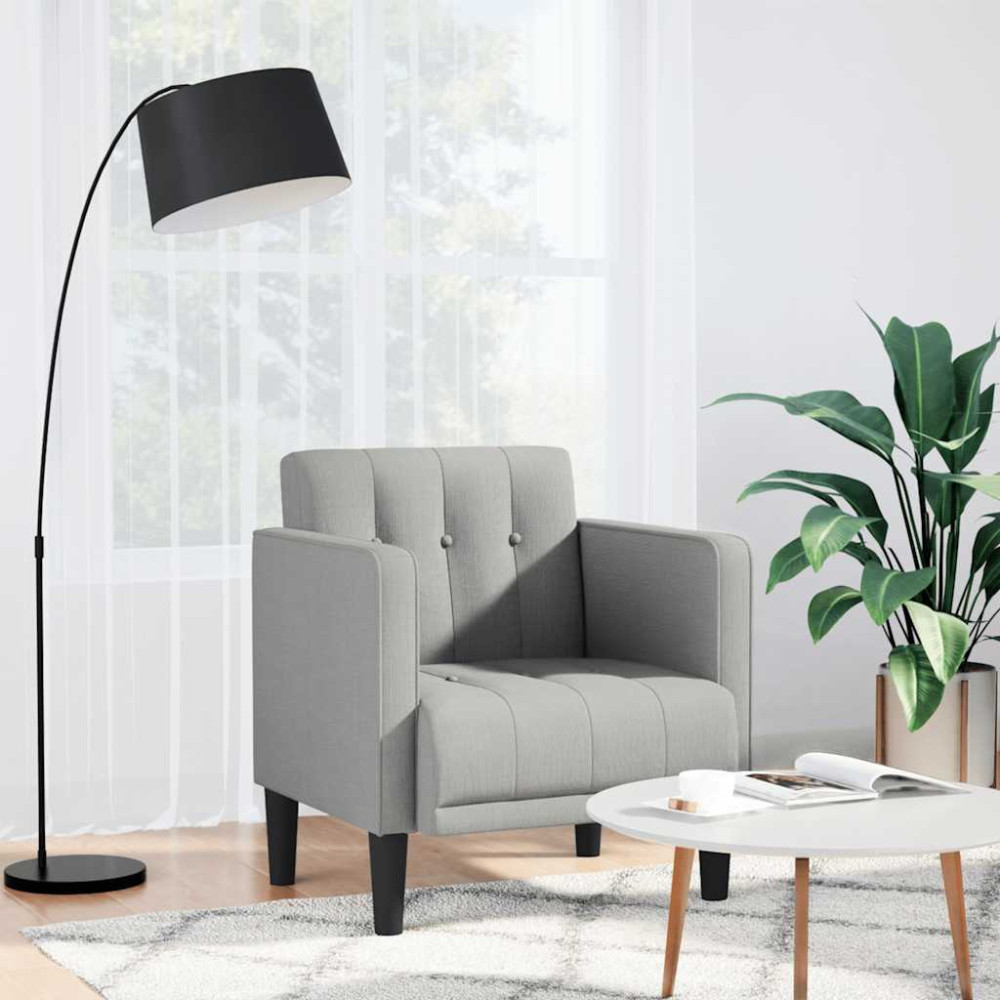 Produktbild för Soffstol med armstöd molngrå 53 cm tyg