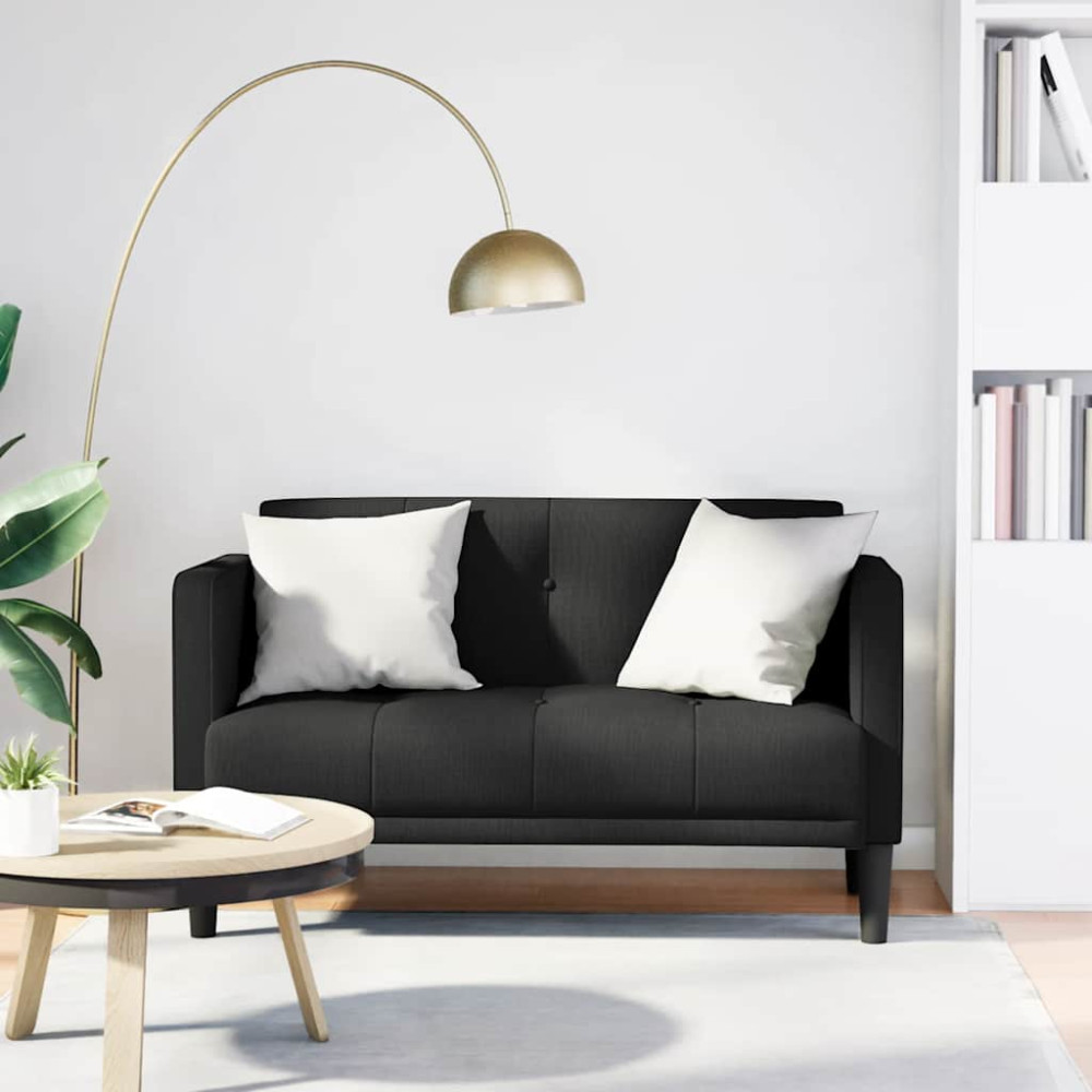 Produktbild för Loveseat soffa svart 111 cm tyg