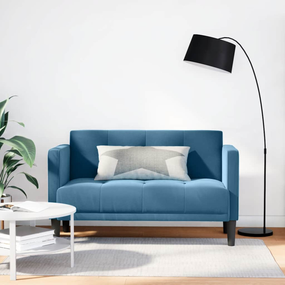Produktbild för Loveseat soffa blå 111 cm sammet