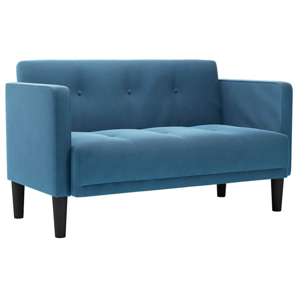 Produktbild för Loveseat soffa blå 111 cm sammet
