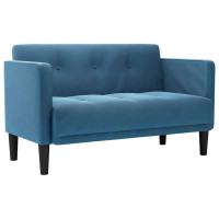 Produktbild för Loveseat soffa blå 111 cm sammet
