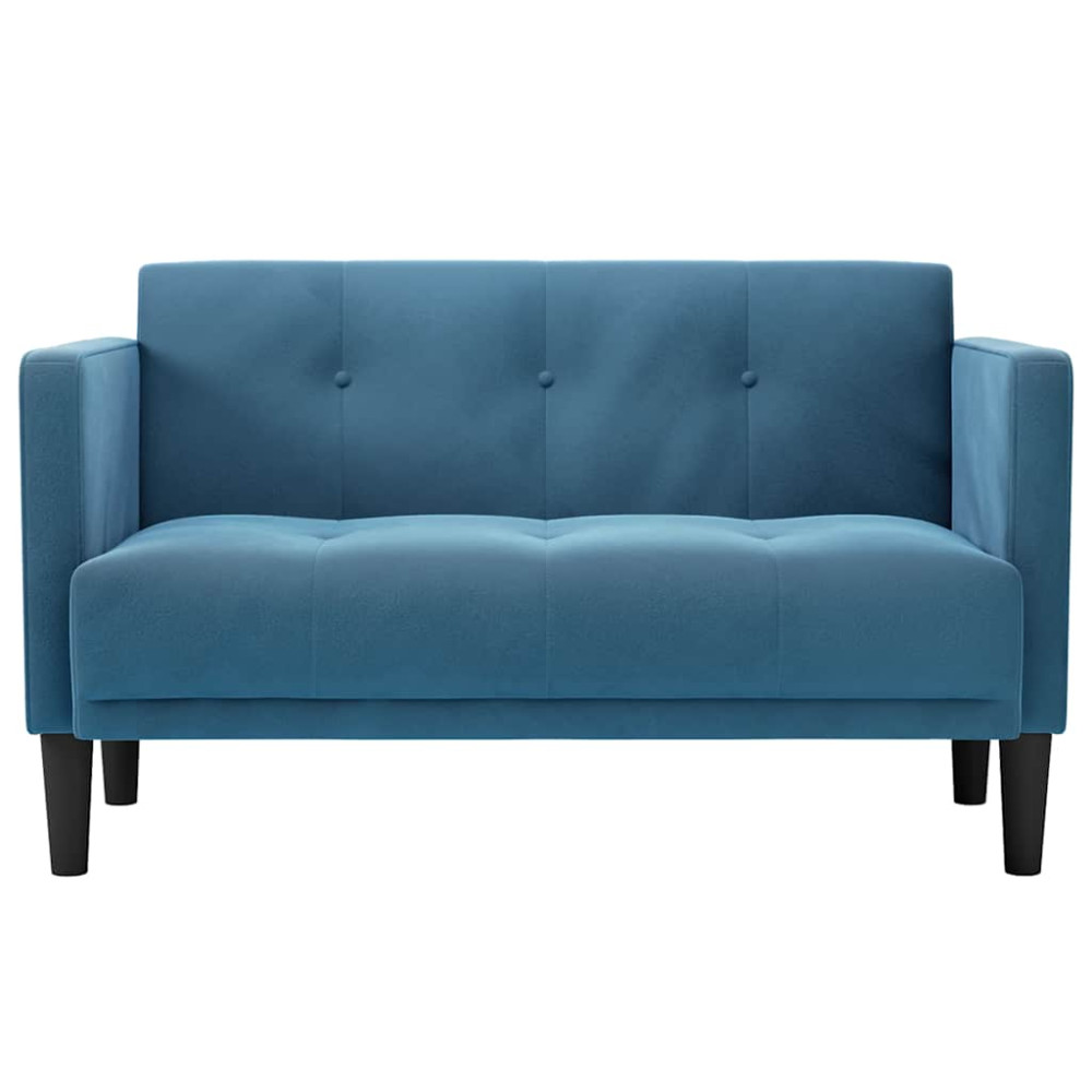 Produktbild för Loveseat soffa blå 111 cm sammet