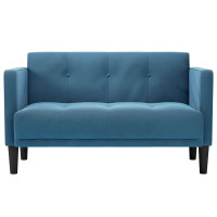 Produktbild för Loveseat soffa blå 111 cm sammet