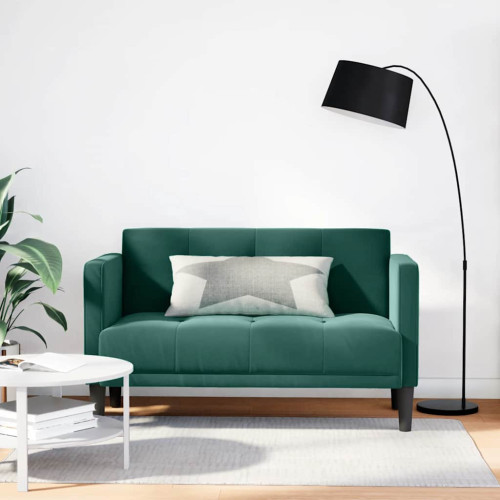vidaXL Loveseat soffa mörkgrön 111 cm sammet
