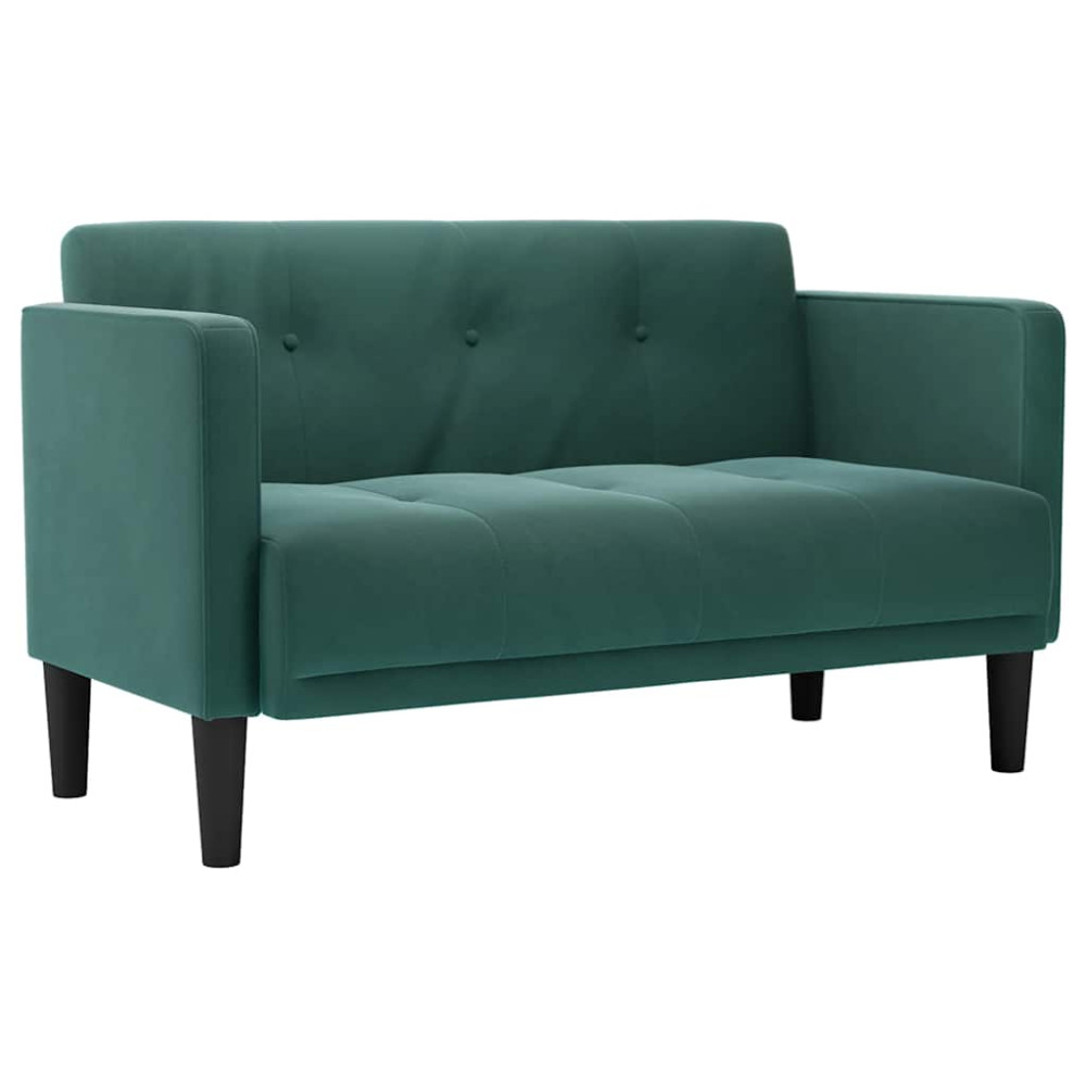 Produktbild för Loveseat soffa mörkgrön 111 cm sammet