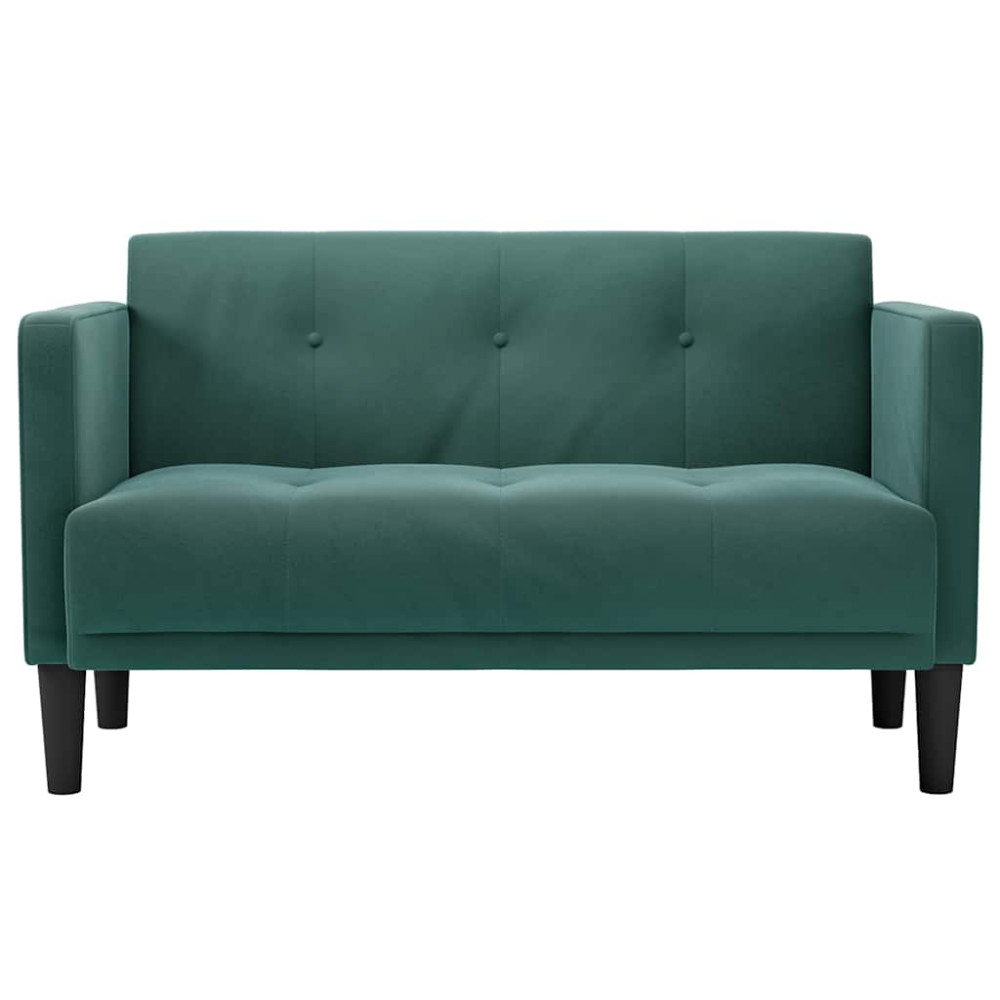 Produktbild för Loveseat soffa mörkgrön 111 cm sammet