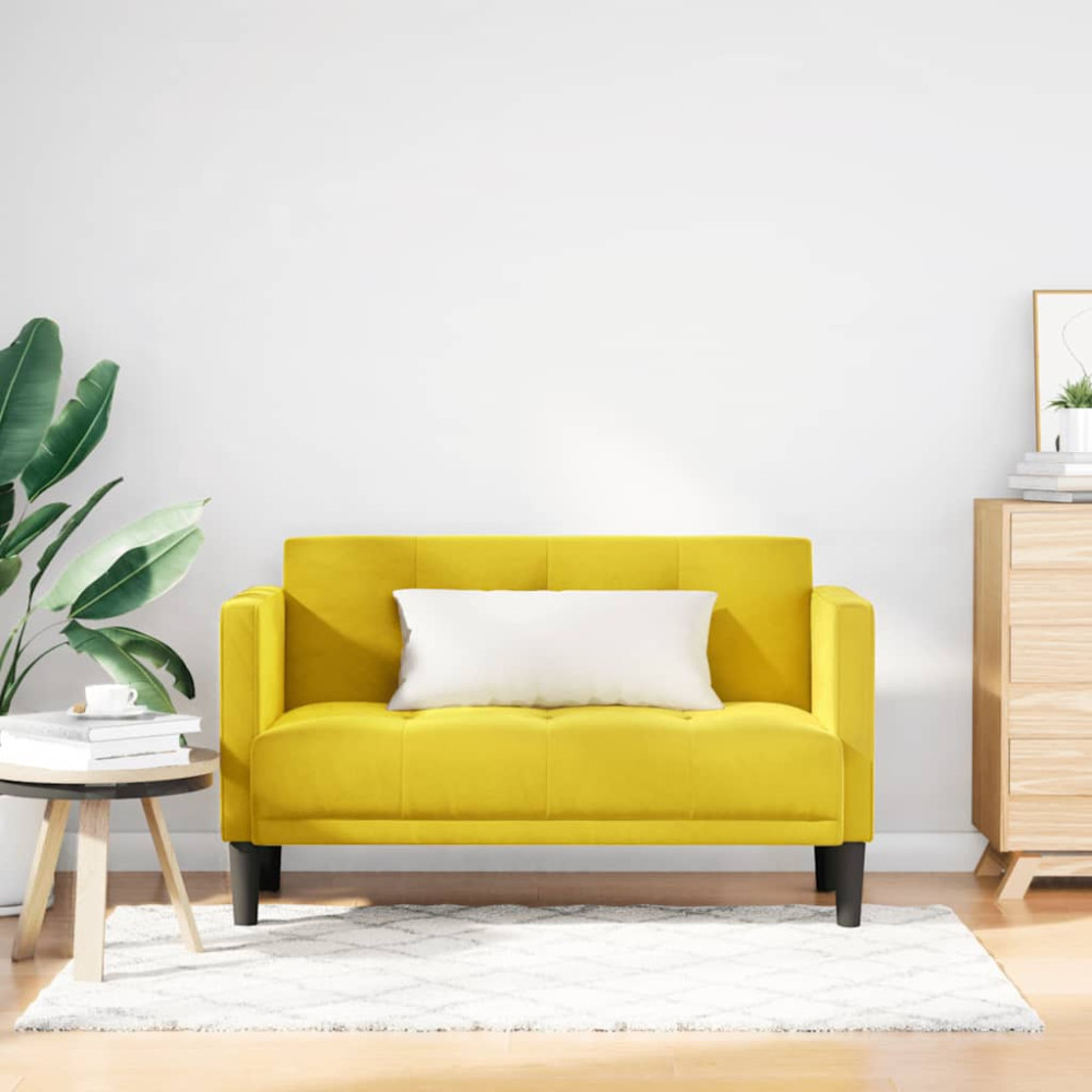 Produktbild för Loveseat soffa gul 111 cm sammet