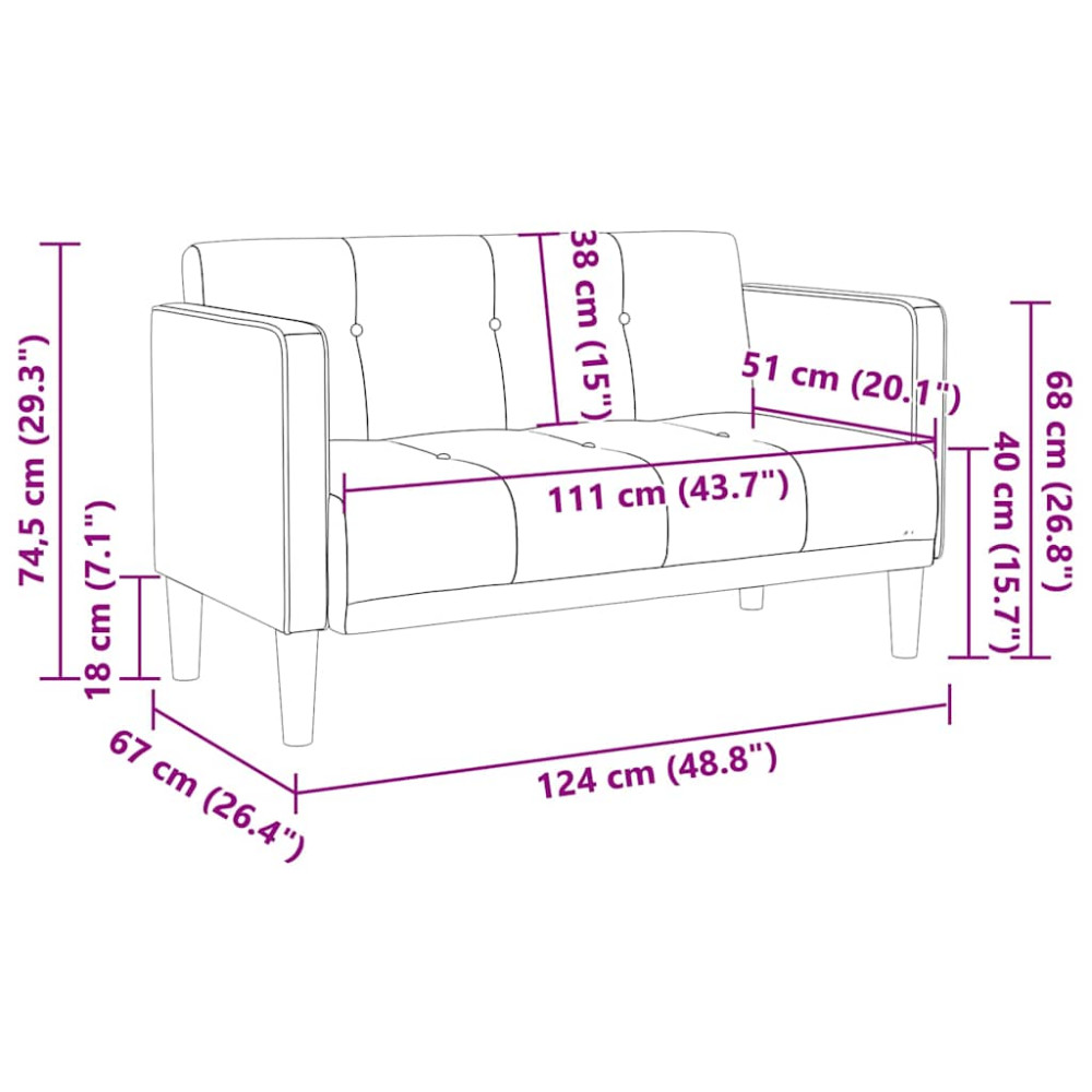 Produktbild för Loveseat soffa creme 111 cm sammet