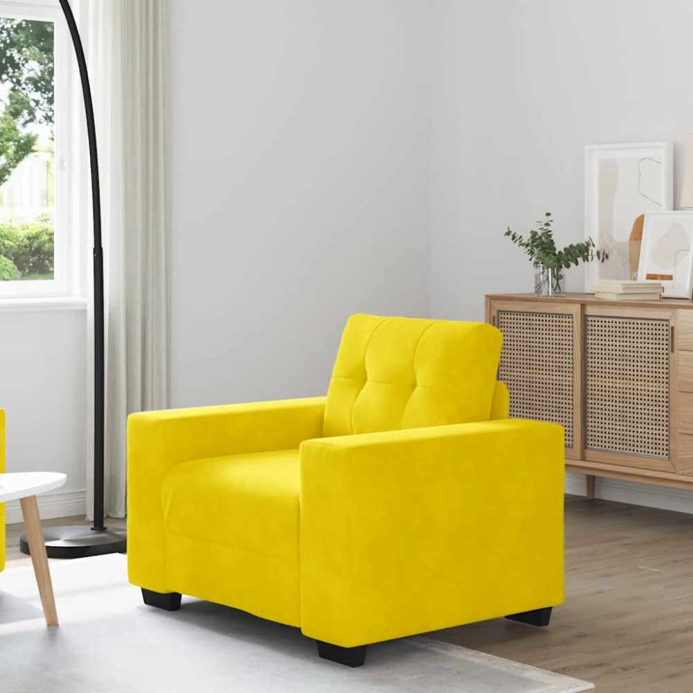 Produktbild för Soffstol gul 100x78x80 cm sammet