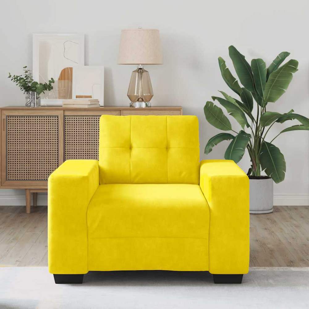 Produktbild för Soffstol gul 100x78x80 cm sammet