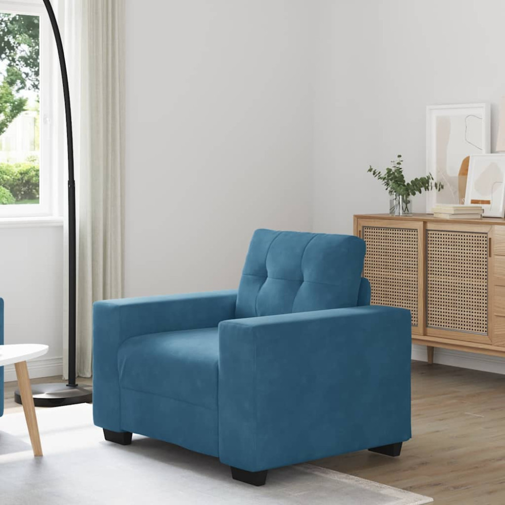 Produktbild för Soffstol blå 100x78x80 cm sammet