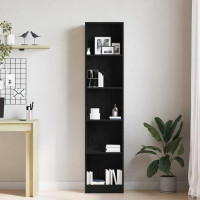 Produktbild för Bokhylla svart ek 40x24x176 cm konstruerat trä