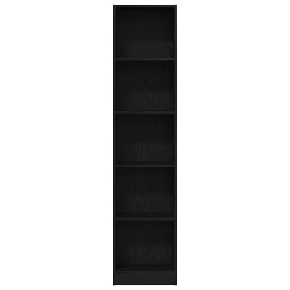 Produktbild för Bokhylla svart ek 40x24x176 cm konstruerat trä