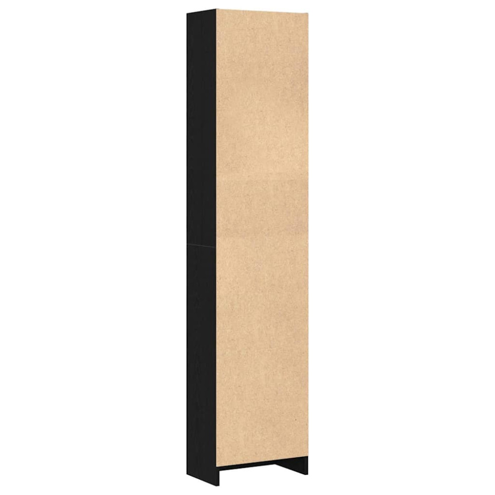 Produktbild för Bokhylla svart ek 40x24x176 cm konstruerat trä