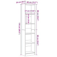 Produktbild för Bokhylla svart ek 40x24x176 cm konstruerat trä