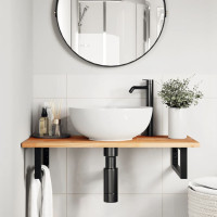 Produktbild för Bänkskiva för badrum behandlad 80x40x2 cm massivt akaciaträ