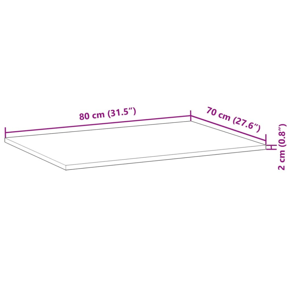 Produktbild för Bordsskiva behandlad 80x70x2 cm massivt akaciaträ