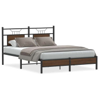 Produktbild för Sängram utan madrass brun ek 140x190 cm konstruerad trä