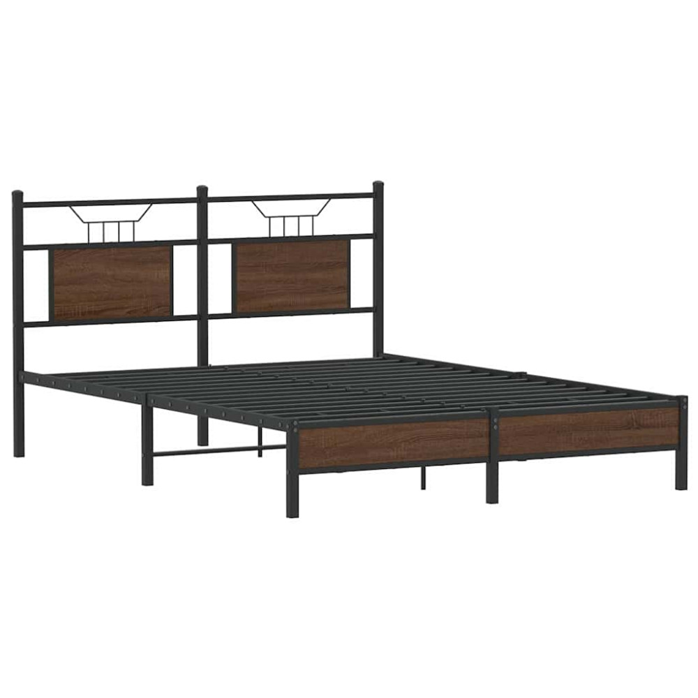 Produktbild för Sängram utan madrass brun ek 140x190 cm konstruerad trä
