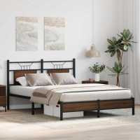 Produktbild för Sängram utan madrass brun ek 140x190 cm konstruerad trä