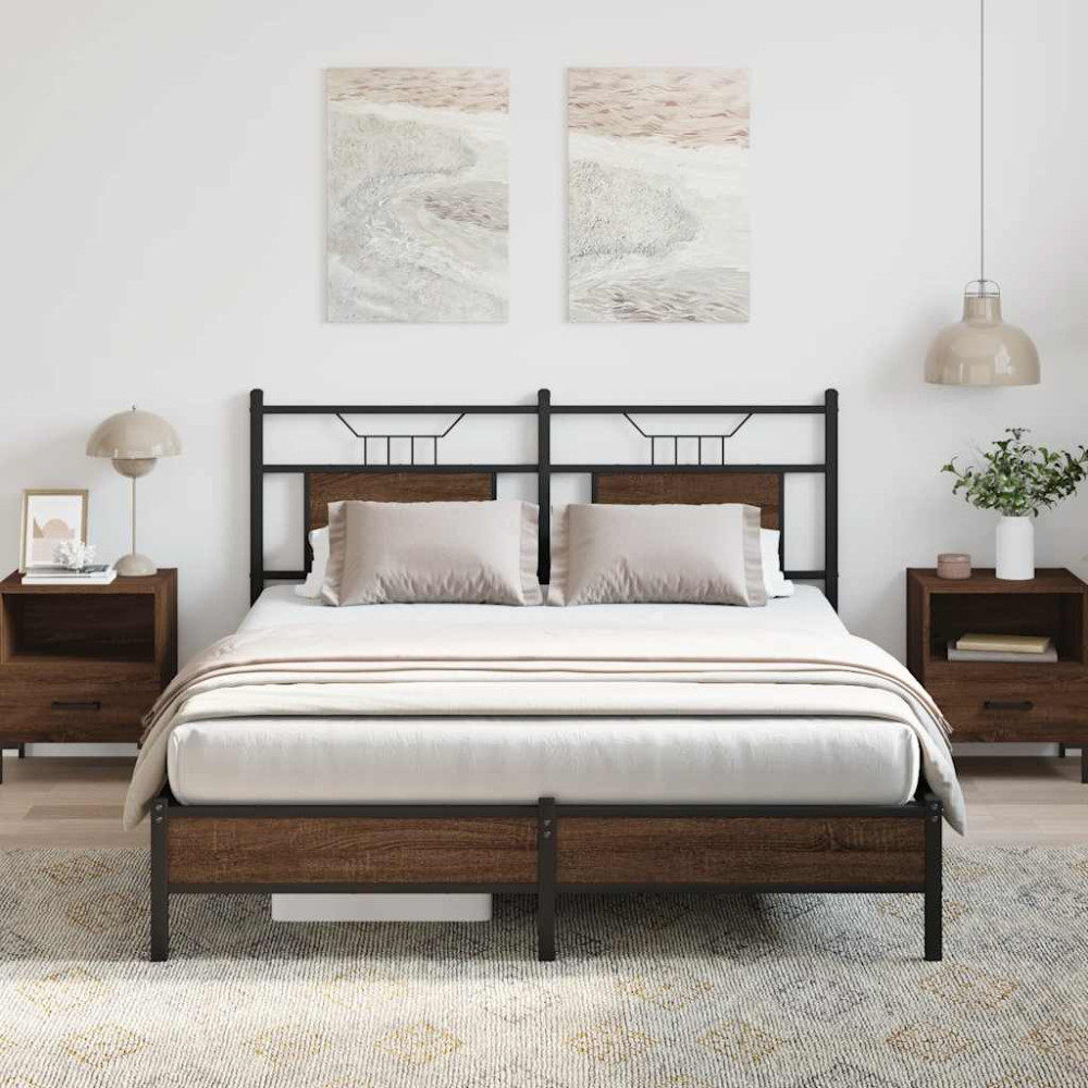 Produktbild för Sängram utan madrass brun ek 140x190 cm konstruerad trä