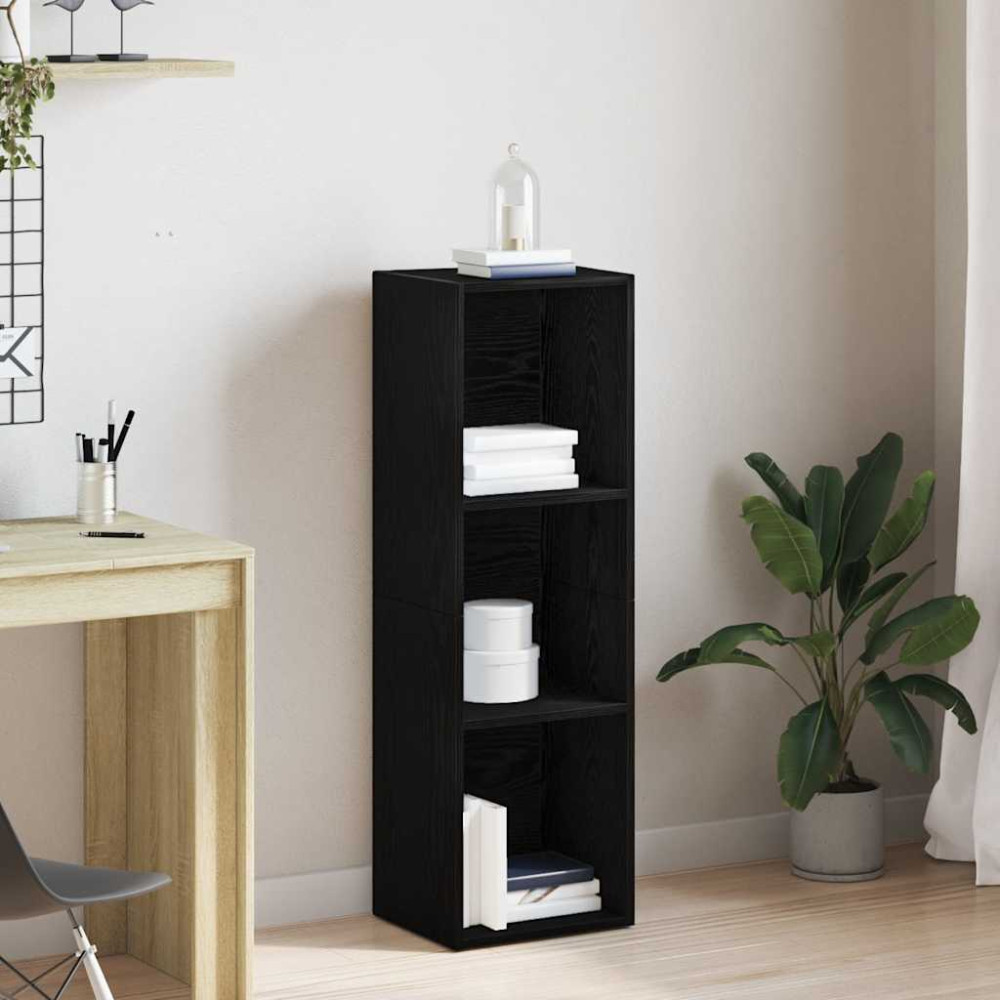 Produktbild för Bokhylla svart ek 36x30x114 cm konstruerat trä