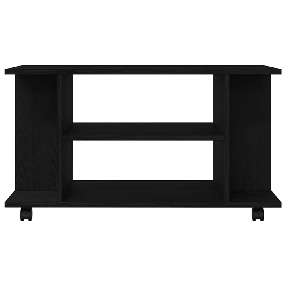 Produktbild för TV-bänk med hjul svart ek 80x40x45 cm konstruerat trä
