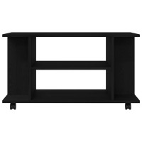 Produktbild för TV-bänk med hjul svart ek 80x40x45 cm konstruerat trä