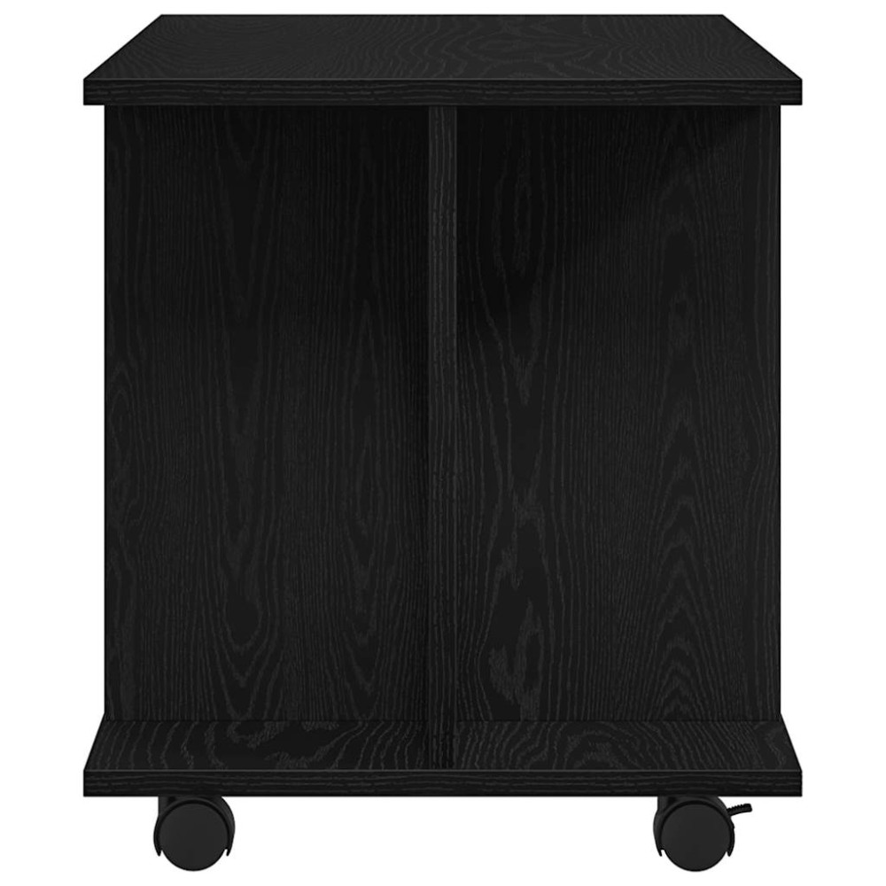 Produktbild för TV-bänk med hjul svart ek 80x40x45 cm konstruerat trä