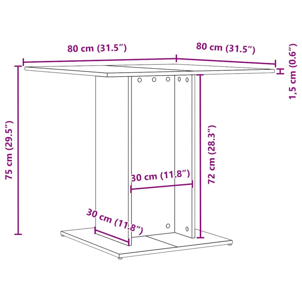 Produktbild för Matbord svart ek 80x80x75 cm konstruerat trä