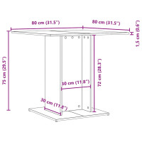 Produktbild för Matbord svart ek 80x80x75 cm konstruerat trä