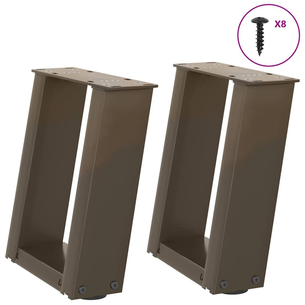 Produktbild för Soffbordsben U-formade 2 st naturstål 30x(30-31) cm stål