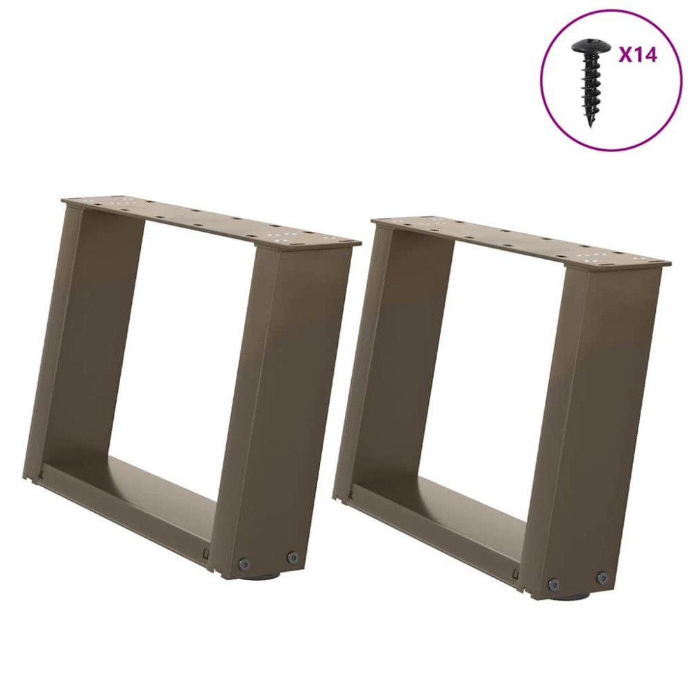 Produktbild för Soffbordsben U-formade 2 st naturstål 50x(30-31) cm stål