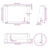 Produktbild för Soffbordsben U-formade 2 st naturstål 50x(30-31) cm stål