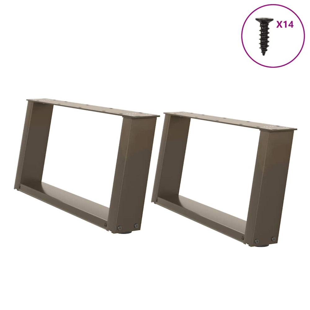 Produktbild för Soffbordsben U-formade 2 st naturstål 60x(30-31) cm stål