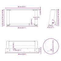 Produktbild för Soffbordsben U-formade 2 st naturstål 60x(30-31) cm stål