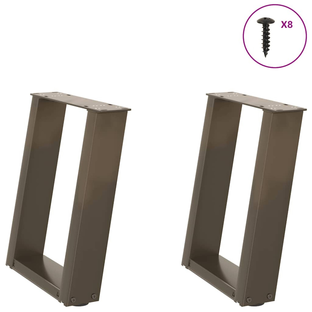 Produktbild för Soffbordsben U-formade 2 st naturstål 28x(42-43) cm stål